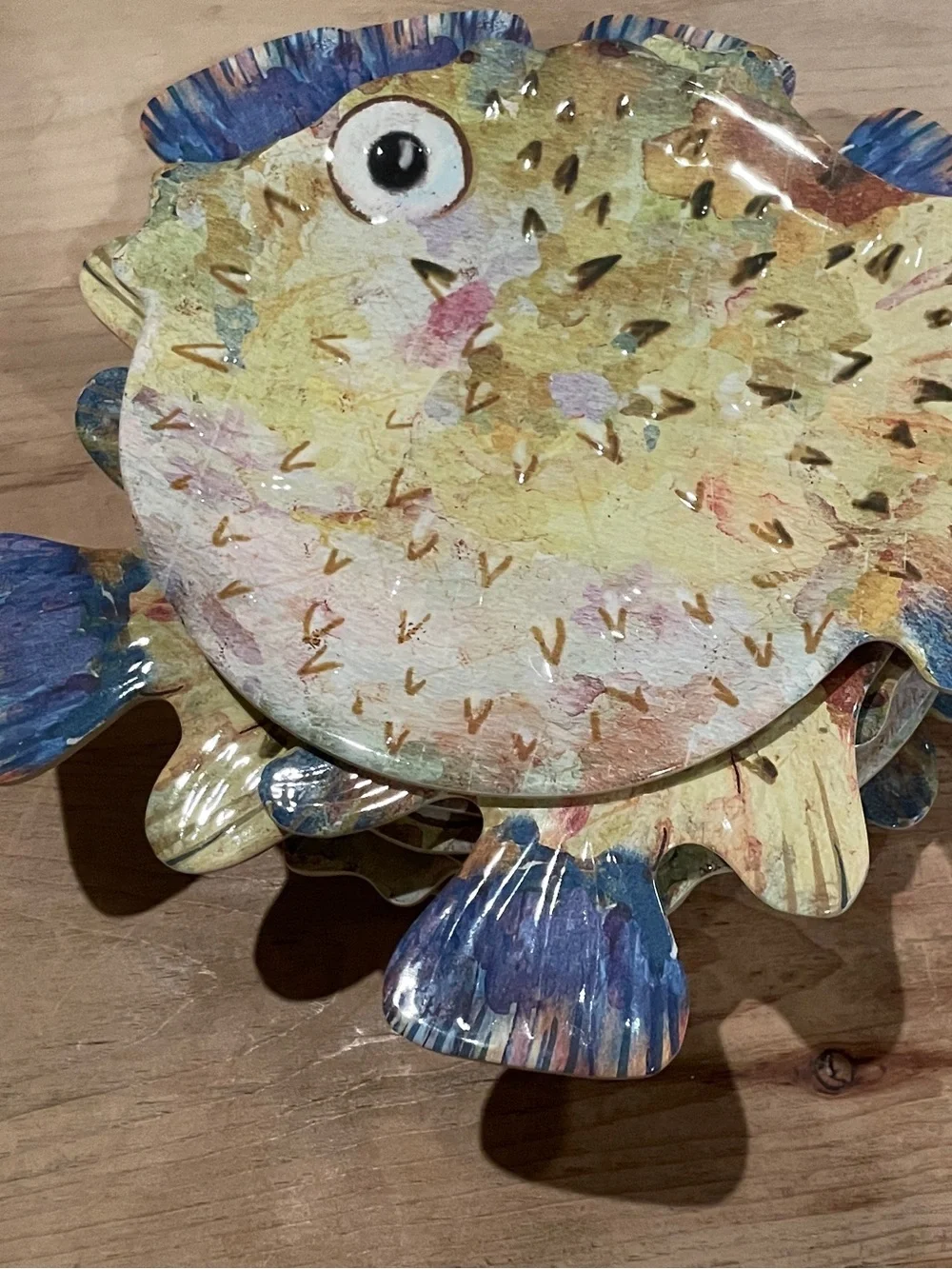 NWT Pier 1 set (10) Colorful puffer fish melamine plates appetizer salad sushi